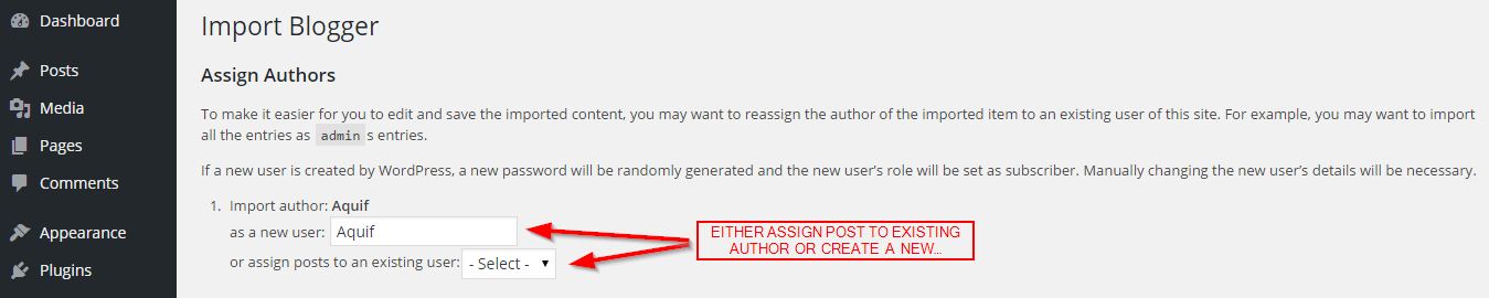 Blogger To WordPress-Assign Author