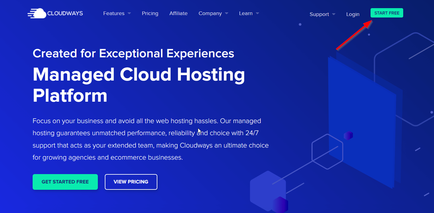 Cloudways Home Page