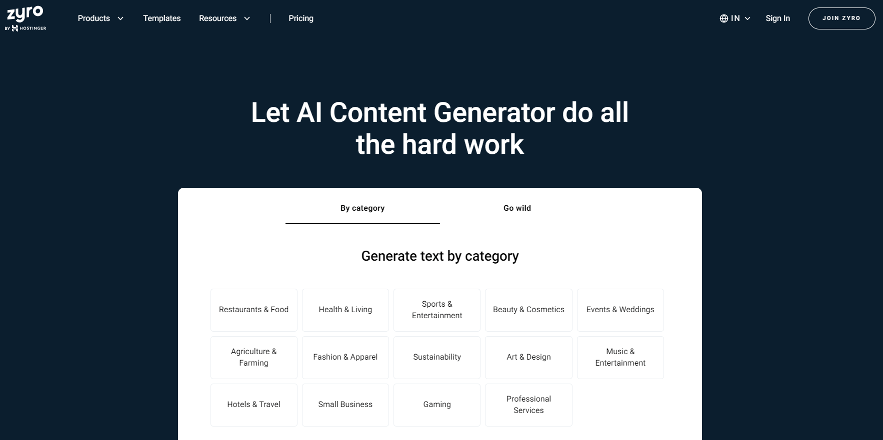 Zyro AI Writer, One of the few completely free AI Writers