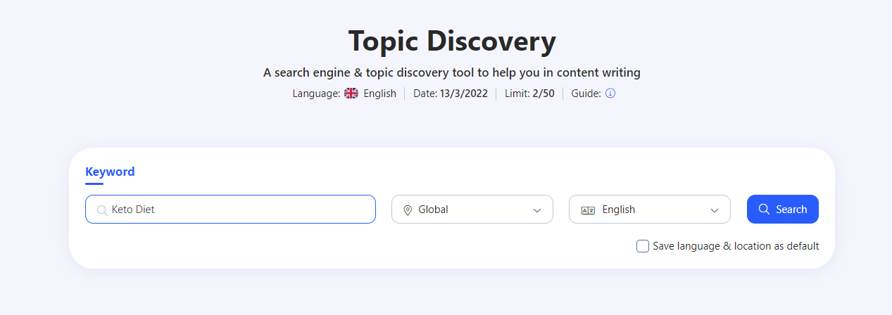 WriterZen Topic Discovery Tool