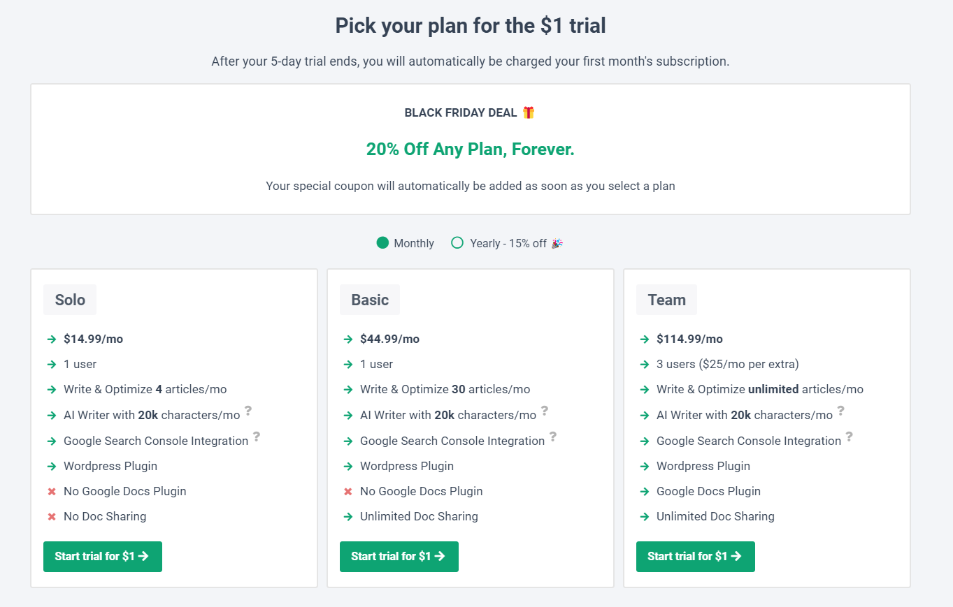 Frase Signup Pick The Plan