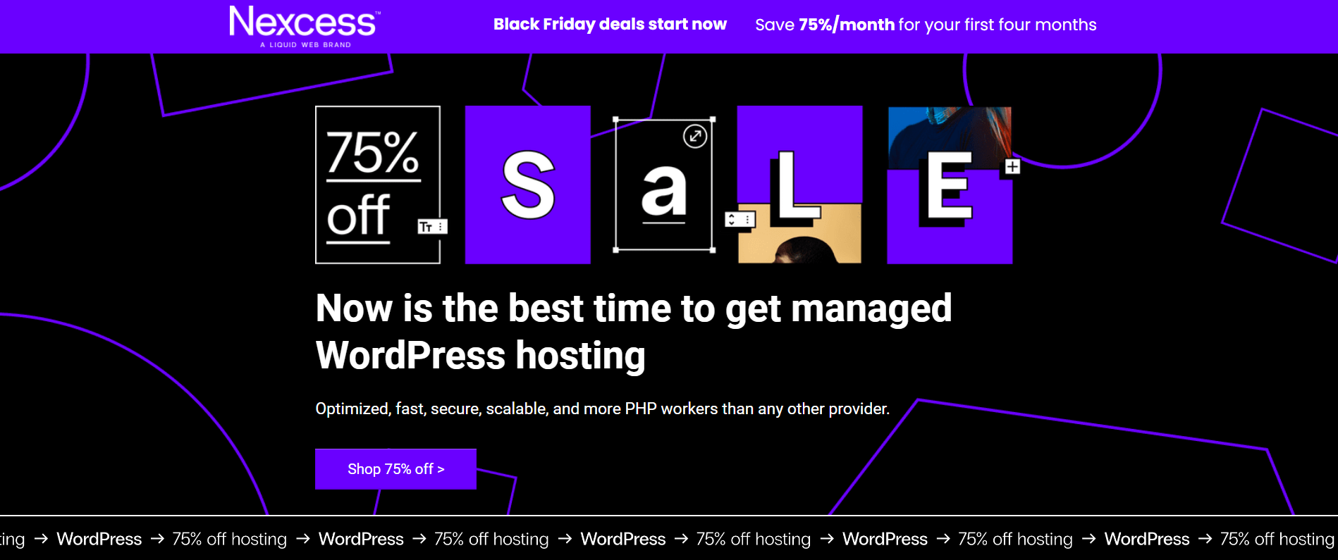 Nexcess Black Friday Página de ofertas de WordPress
