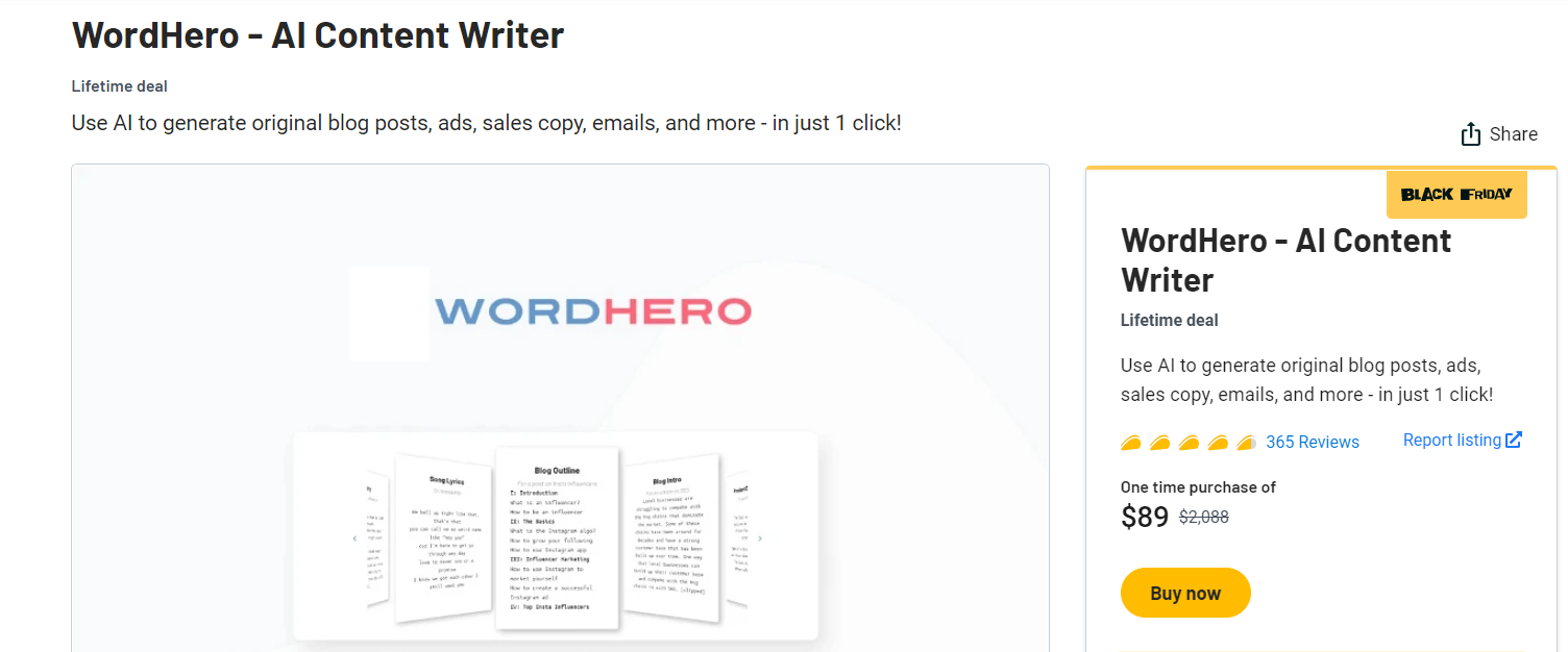 WordHero 终身优惠