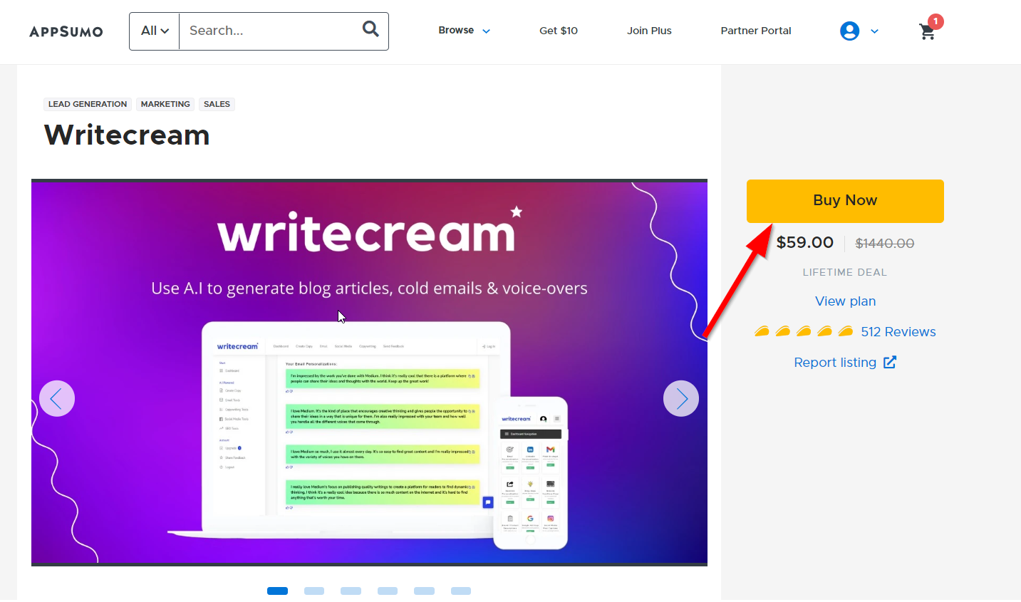 Writecream Lifetime Deal On AppSumo Buy Now
